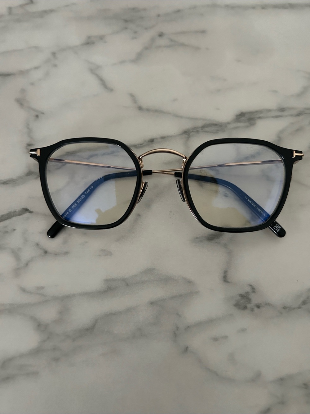 Tom Ford Black Frame Glasses with Gold Bridge